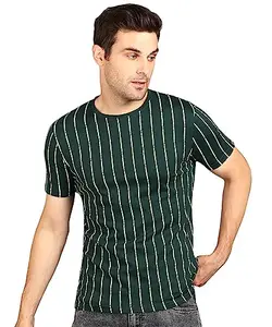 Urbano Fashion Men's Green Printed Round Neck Half Sleeve Slim Fit Cotton T-Shirt (aopt22-003-green-m)