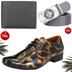 Relaxed Trendy Formal Shoes/Party Shoes/Shoes Combo with Free Wallet & Belt for Men and Boys (BAZAAR4132_VTOR-BLK-101) Multicolor