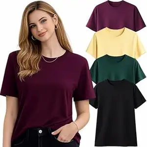 London Hills Tshirt for Woman | T Shirt for Woman Cotton Casual Tops | Tshirts Shirts for Women Round Neck Short Sleeve | Women Tees Everyday Wear Basic T Shirts for Womans