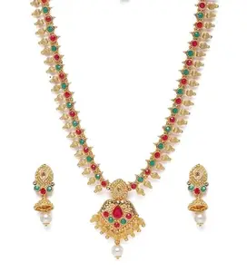 MODERN ENT Women's Rose Gold Plated Alloy Necklace & Earings Set-PID47495