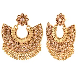 ACCESSHER Antique Gold Chand Bali Dangle Earrings