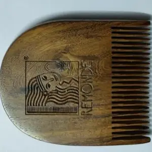 REMONDE Wooden U Shaped Brown Beard Brush and Beard Comb for Men (NATURAL TEAK and SISAM WOOD)