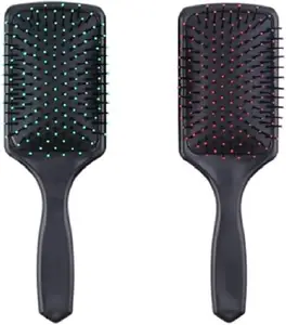 Hair Brush Comb with Cushioned Paddle, Black, Pack of 2, for Men and Women