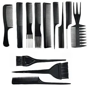 Leysin Combo of 9 Pcs Hair Comb Set And Hair Dye Brush Kit For Men and Women, Black Pack Of 1