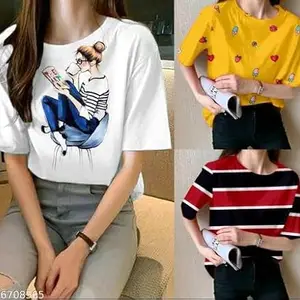 Trendy Women’s T-Shirt – Soft, Stylish, and Comfortable Tee for Everyday Fashion and Casual Wear Design No SH-P3361-M