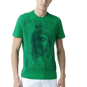 HUETRAP Men's Blissful Buddha Green T Shirt