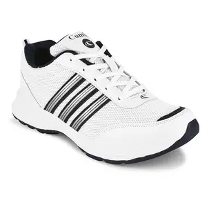 COMBIT Insta-1 Men's Sports Running Shoes | Hiking & Trekking Shoes (White & Navy Blue) - 8UK