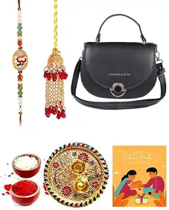 Bhaiya Bhabhi Rakhi and Hand Bag For Bhabhi With Pooja Thali and Roli Chawal - BBBS132