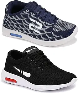 WORLD WEAR FOOTWEAR Soft, Comfortable and Breathable Canvas Lace-Ups Sports Running Shoes for Men (Multicolor, 9) (S2370)