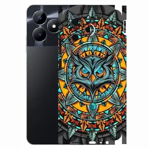 AtOdds - REALME C51 - Mobile Back Skin Sticker - Lamination - Rear Screen Guard Protector Film Wrap (Coverage - Back+Camera+Sides) (Design - Night Owl)