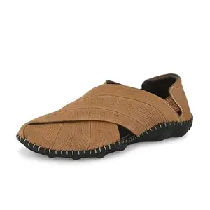 HITZ Men's Brown Leather Party Wear Sandals