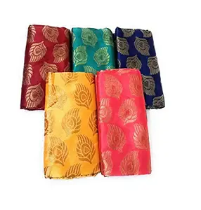 Cotton colors Silk-Cotton Blouse Piece Material for Women, Unstitched, Combo of 5 (1 meter each)