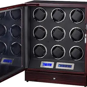 Medetai Watch Winder For 9+0 Automatic Watches 2 Quartz Clocks, Lcd Screen And The Accompanying Remote Control
