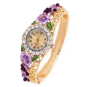 Yellow Chimes Watch Bracelet for Women Floral Design Multicolor Crystal Gold Plated Watch Kada Bracelet for Women and Girls.…