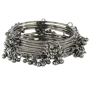 STYOLLO Royal Alloy Kashmiri Ghungroo Bangle For Women & Girls | Metal Churi Jewelry | Bangles For Wedding | Traditional Designer Ethnic Look | Gift For Festival, Party & Daily - Set Of 8