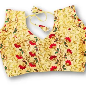 Toddler Choice Women's Cotton Short Sleeve Blouse (38-40, Gold+RED)