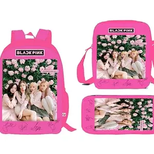maxall Kpop Casual School/College/Laptop Bag with Side Bag & Pencil Pouch for Girls and Boys Backpack (Combo of 3-Size Bags)(Pink) BAGPINNCOMBOMAXALL22