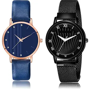 NEUTRON Stylish Analog Blue and Black Color Dial Women Watch - GM325-G513 (Pack of 2)