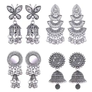 MEENAZ earrings for women fashion jhumka oxidised Silver Earrings for women Combo chandbali pearl stylish Butterfly jhumkas traditional Jhumki Peacock Earrings For girls South Temple Ear Rings -M213