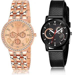 NEUTRON Unique Analog Rose Gold and Black Color Dial Women Watch - G628-(19-L-10) (Pack of 2)
