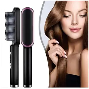 Whixant Hair Straightener Brush, Hair Straightening Iron Built with Comb, Fast Heating & 5 Temp Settings & Anti-Scald, Perfect for Professional Salon at Home Hair Styler (Multicolor)