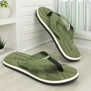Footexo Men's Slippers – Soft Plush Lining & Durable EVA Sole Material – For Indoor/Outdoor Use | Color GREEN | Size : 9