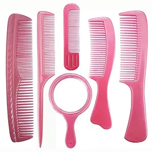 THE GRAND Combo of Pocket Combs for Men and Women, Home and Parlor Use Hair Combs Set with Mirror for Girls, Pink Pack of 1