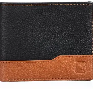 WOODLAND Mens Leather Utility Wallet (Black/Beige)