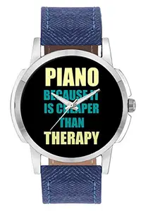 BIGOWL Wrist Watch for Men - Piano Because It is Cheaper Than Therapy - Analog Men's and Boy's Unique Quartz Leather Band Round Designer dial Watch
