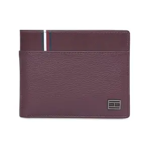 Tommy Hilfiger Men Leather Passcase Wallet - Wine, (Anoixi)