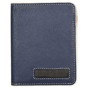 LMN Genuine Leather Blue/Orange Note Case for 61272Unisex (7 Credit Card Slots)