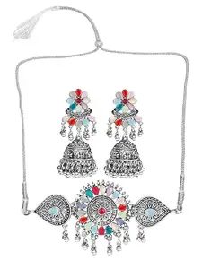 Multicolor Flower Round Choker Necklace for Women – Traditional Indian Jewelry