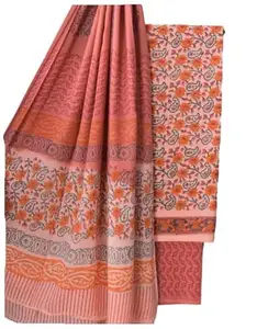 RIGDOM Block Print Style Unstitched Cotton Salwar Suit Dress Material for Women