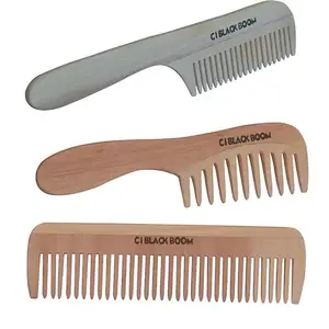 C I Black Boom Neem Wooden Hair Comb Healthy Haircare For Men & Women | Co2,Co7,C08