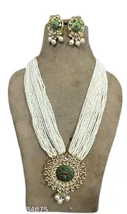 Latest Stylish Stone Studded Jewellery Set for Women |Festive Wedding Party Necklace Earrings|JS_240|