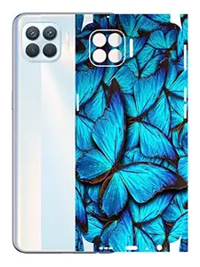 AtOdds - Oppo F17 Pro Mobile Back Skin Rear Screen Guard Protector Film Wrap with Camera Protector (Coverage - Back+Camera+Sides) (Butterfly)