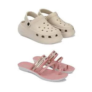Premium Comfortable Regular Wear Women Clogs with Stylish Flats Fashion Sandal for Women's & Girls-Combo(2)-OO1-1944-8 Pink(COMBO(2)-OO1-1944-8_BZ)-EURO-39