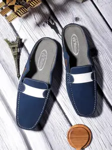 WOAKERS Men's Synthetic Leather Comfortable & Stylish Casual Shoes (Dark Blue, 10) (Mules)