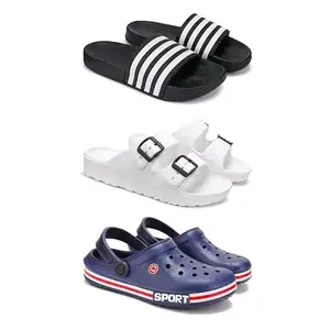 Lightweight,Classic SliderSandals with Clogs for Men-Combo(3)-3024-3113-3015-9 Blue-2456