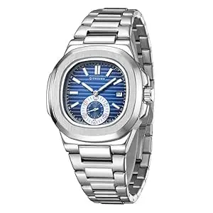 GIORDANO Analog Multifunction Watch for Men – Textured Dial with Cushion Case, Small Seconds Sub-Dial, Stainless Steel Strap & Date Display