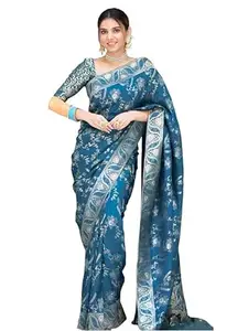 Shasmi Women's Banarasi Saree Pure Kanjivaram Silk Soft new ladies 2026 Design Wear Pattu Sarees Latest Cotton Party Sari collections With Blouse Piece for Wedding sadi (P-196)