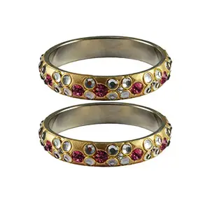 MAYA FASHION Golden stone Brass Bangle Elegant Extra Large Size Bangle | Perfect Fit for Plus Size banglesTrendy and Comfortable Fit for woman and girls | (Sku-ban3551)