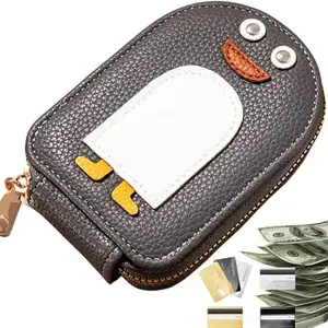 Wrixty Credit Card Holders for Women Men Cute Penguins PU Leather Card Holder with 11 Card Slots Penguin Accordion Card Holder Purse with Zipper Lady Card Wallet (Multi Color)