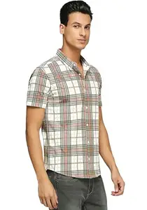 Wear Your Opinion Plaid Checkered Washed Effect Knit Casual Half Shirt | All Day Comfort | Knitted Shirt (Design: BrownChecks,Brown,XX-Large)