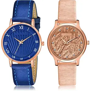 NIKOLA Rich Analog Blue and Brown Color Dial Women Watch - GW52-GM334 (Pack of 2)