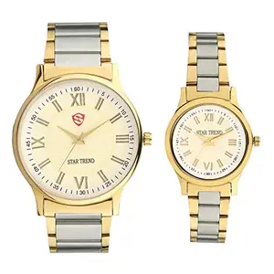 swiss track Analog Chain Strap Watch for Couple (ST-066) Pack of 2 Pc