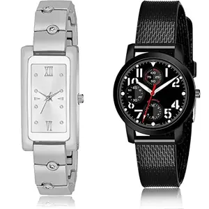 NEUTRON Formal Analog Silver and Black Color Dial Women Watch - G567-(51-L-10) (Pack of 2)