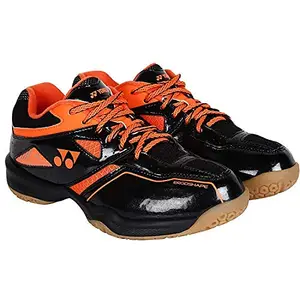 Yonex PowerEX Power Cushion Non-Marking Badminton Court Shoes, Black/Orange - 6 UK