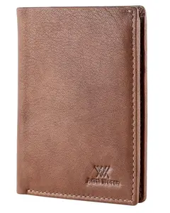 Aditi Wasan Leather Slim Wallet Cardholder with 6 Card Slots and 1 Keyholder Slot - Brown