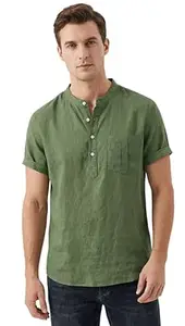 OM DESIGNER Stylish Men’s Cotton Short Kurta Regular Fit Half Sleeves Solid Traditional Casual Wear with Front Pocket Lightweight Summer Comfort for Men